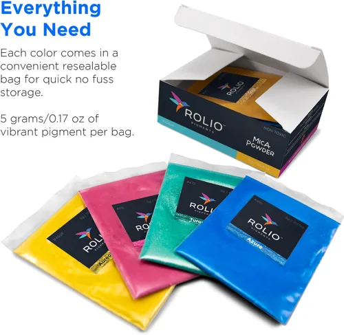 Miniatura 7 de Rolio Polvo Mica, 5g, 15 Bolsas - Pigmento de Color Nacarado - Juego de Arte para Resina Epóxica - para Fabricación de Jabón, Esmalte de Uñas