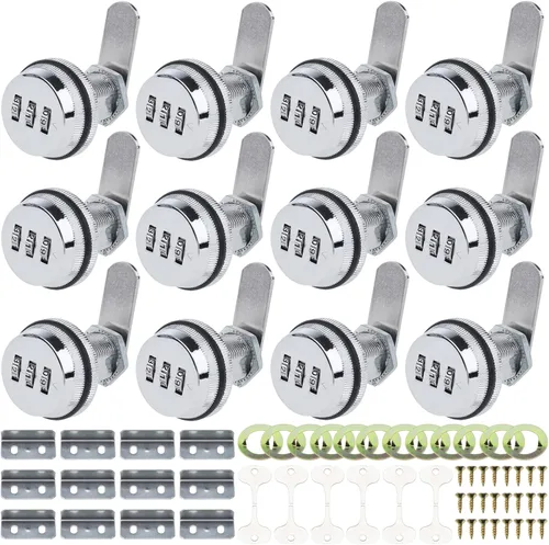 Miniatura 10 de RealPlus Paquete de 6 cerraduras de combinación de leva de 1-1/8 pulgadas, cerraduras de gabinete codificadas con cilindro, cerraduras de seguridad