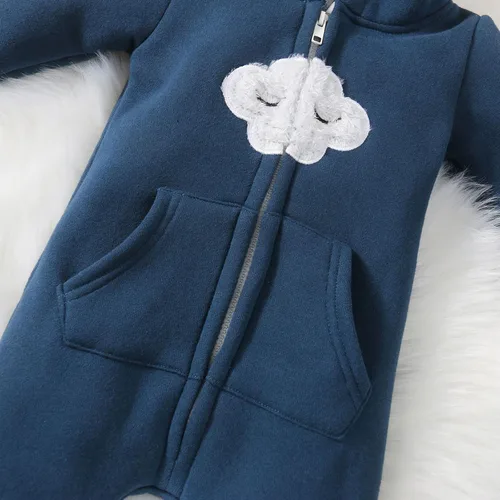 Miniatura 5 de PATPAT Baby Girls Romper Infant Bodysuit Zipper Hooded Jumpsuit Long Sleeve Footed One-Piece Coverall Fall Winter Outfit