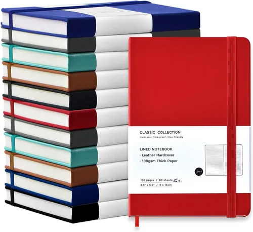 Miniatura 11 de Paquete de 6 cuadernos de bolsillo, cuadernos pequeños, mini bloc de notas con rayas universitarias, de tapa dura de cuero, para oficina, hogar