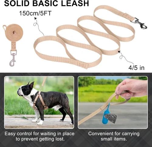 Miniatura 8 de BEAUTYZOO Step in - Juego de arnés para perro, collar y correa para perros pequeños, medianos y grandes, arnés para cachorro sin tirones, sin Beige