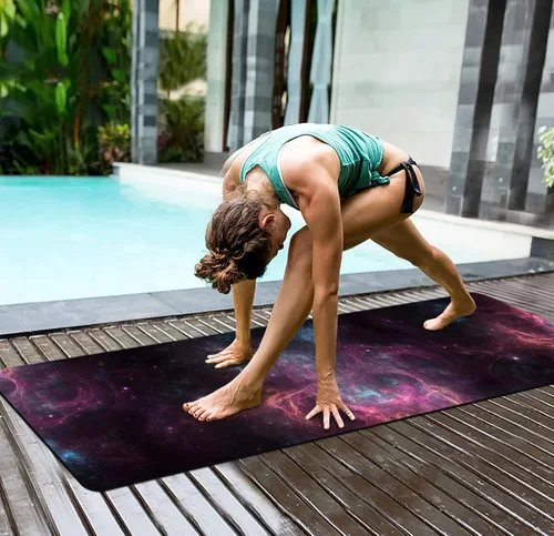 Miniatura 5 de nuveti Alfombrilla de yoga con estampado extra grueso de elastómero termoplástico antideslizante con bolsa de transporte, 72 x 24 pulgadas, extra