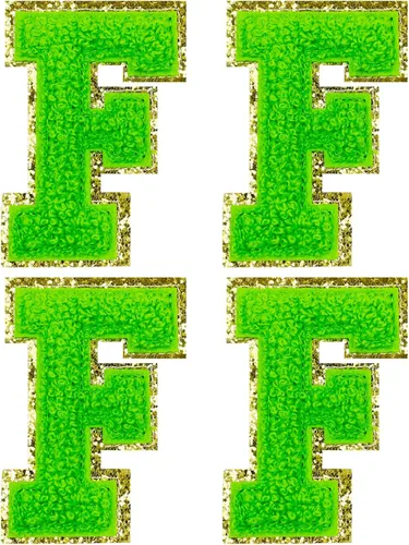 Miniatura 36 de Jongdari Letras termo-adhesivas de felpilla para ropa, parches de letras del alfabeto con brillantina para coser, con adhesivo planchado, 4 Blanco