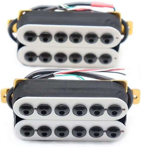 Miniatura 4 de Pastillas de guitarra humbucker de alto rendimiento estilo Invader con imán cerámico para partes de guitarra eléctrica, cuello y puente (blanco)