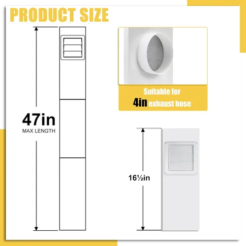Miniatura 2 de Kit de ventana de ventilación de secadora para manguera de ventilación de secadora de 4 pulgadas, con cubierta de ventilación de secadora de cierre