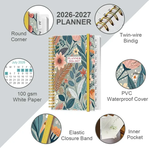 Miniatura 2 de Agenda de bolsillo/calendario 2026 - Agenda 2026 de enero de 2026 a diciembre de 2026, agenda 2026 con 12 pestañas, encuadernación de doble alambre