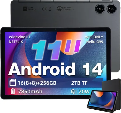 AGM PAD P2 Tablet Android 14 de 11 pulgadas, 90Hz 480 Nits 1920 x 1200 FHD+ pantalla IPS, MTK G99, certificado Widevine L1, altavoces estéreo Quad