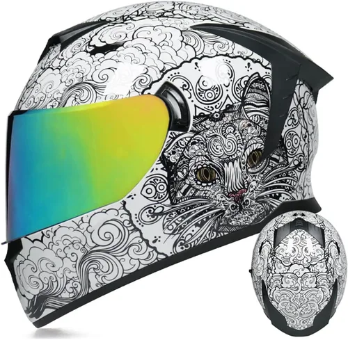 Miniatura 13 de Cascos de motocicleta de cara completa, casco de motocicleta aprobado por ECE/DOT con viseras dobles, casco de motocicleta de cara completa para J