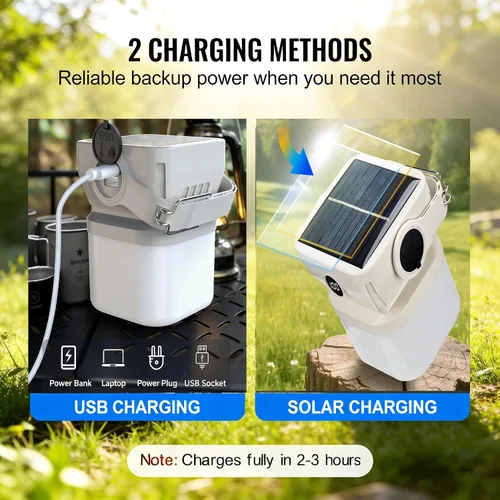 Miniatura 3 de V.C Formark - Linterna solar para campamento, carga dual (USB-C y solar), pantalla de batería, 3 modos + linterna, ligera para campamento y cortes