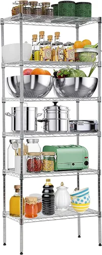 Miniatura 12 de Estantería de alambre de metal de 5 niveles para aperitivos, estante de almacenamiento ajustable en altura con certificación NSF, estantes de Cromo