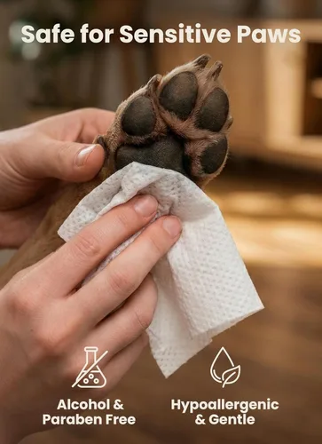 Miniatura 6 de Toallitas de aseo para perros de Pogi – Toallitas hipoalergénicas para mascotas para patas, cuerpo y trasero – Limpieza e hidratación, aroma a té