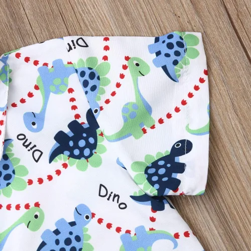 Miniatura 12 de Conjunto de camisa de manga corta con botones y pantalones cortos casuales con diseño de flamingo, para bebés y niños de 1 a 6 años, atuendos