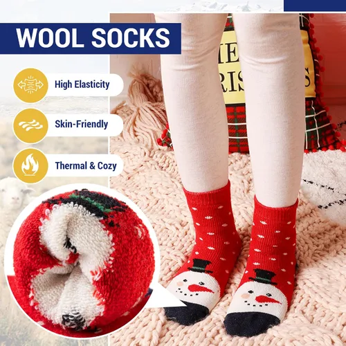 Miniatura 87 de Eocom 6 pares de calcetines de invierno cálidos de lana para niños y niñas