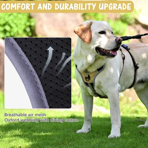 Miniatura 6 de Mihachi Arnés para perro a prueba de escapes, arnés para perro sin tirones con asa, suave acolchado reflectante y ajustable de cuerpo completo