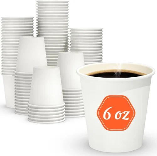 Miniatura 9 de Dealusy 100 unidades de tazas de café de 4 oz, tazas de papel seguras para alimentos sin fugas de 4 oz, tazas de papel desechables de 4 oz blancas