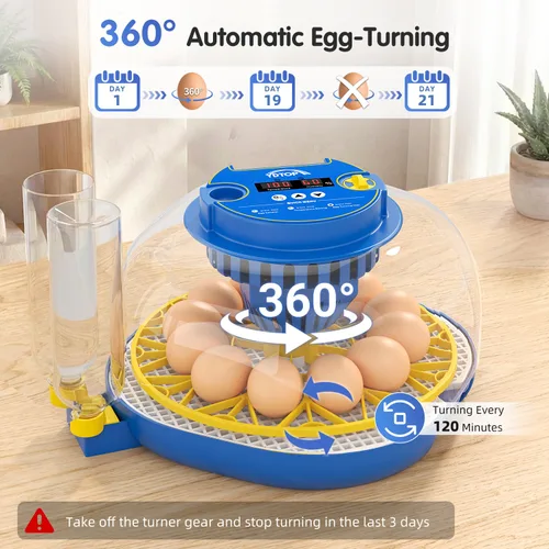 Miniatura 5 de Incubadoras de huevos de gallina para incubar huevos, incubadora de 12 huevos con giro automático de huevos y control de humedad, incubadoras