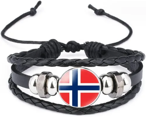 Miniatura 81 de vmcoatdu Mundial Muchas Banderas Nacionales Brazalete Retro de Aleación de Cuero para Pulsera de Cuerda Trenzada de Bandera Nacional