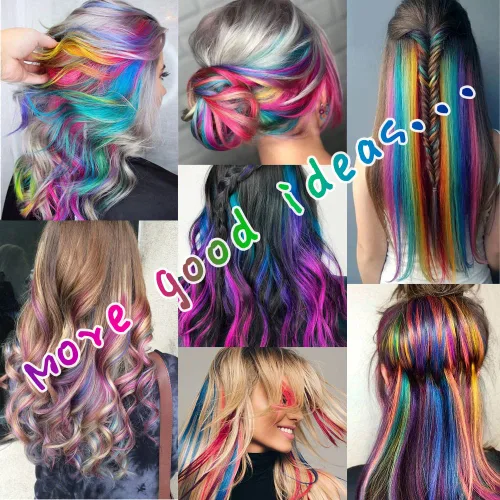Miniatura 6 de 20 extensiones de cabello con clip de colores para niñas, extensiones de cabello arcoíris multicolor de 20 pulgadas, reflejos instantáneos, piezas
