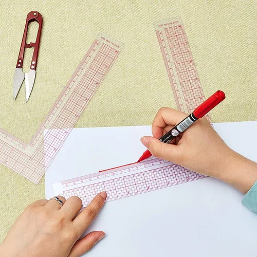 Miniatura 3 de Frienda 6 reglas de costura de plástico en forma de L, regla transparente de ángulo recto, medida a medida para herramientas de manualidades