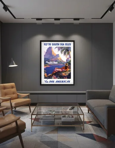 Miniatura 7 de Fly to South Seas Isles via Pan American Airways (PAA) Hawaii - Póster vintage de viaje de aerolínea por Paul George Lawler c.1940s - Impresión