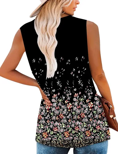 Miniatura 4 de Mystry Zone Womens Tank Tops Summer Sleeveless Buttons Up Neck Casual Basic Flowy Blouse