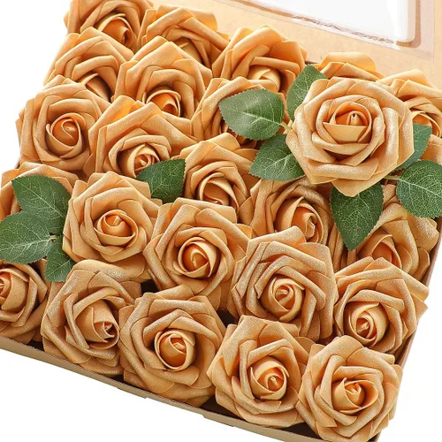 Miniatura 30 de Floroom Flores artificiales de espuma, aspecto real, con tallos, para manualidades, ramos de boda, centros de mesa, despedida de soltera, fiesta, 25