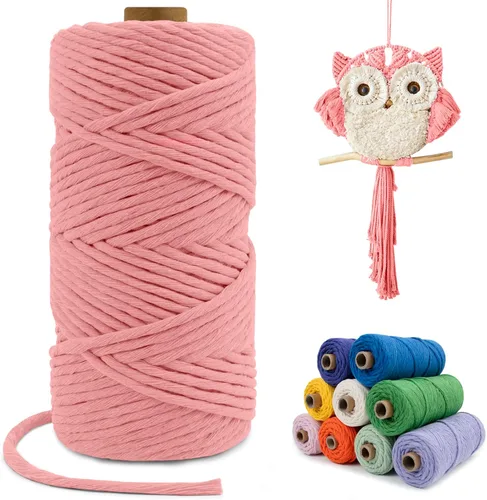 Miniatura 67 de Cuerda de macramé de una sola hebra de 0.197 in x 110 yardas, cuerda de macramé de algodón natural de 0.197 in, cuerda de algodón grueso para colgar