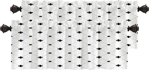 Miniatura 188 de Cortinas opacas de poliéster multicapa para cafetería, con diseño de diamantes, 2 unidades, 26 x 24 pulgadas