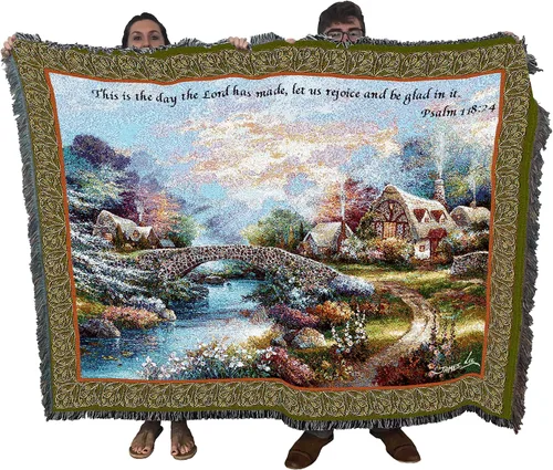 Miniatura 30 de Pure Country Weavers Great is Thy Faithfulness Blanket - Escrituras - Lamentaciones 3:23 - Tapiz cuadrado para regalo de regazo tejido de algodón