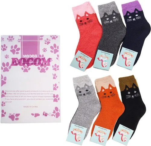 Miniatura 7 de Eocom - Medias de invierno cálidos de lana para niños y niñas, 6 pares