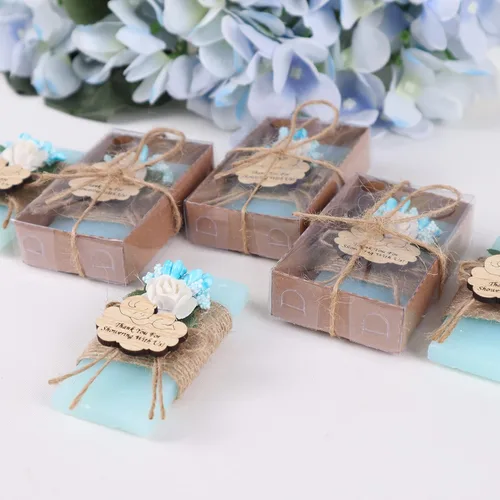 Miniatura 9 de HTF Paquete de 5 Mini Jabones Personalizados con Aroma a Océano, Recuerdos de Baby Shower, Regalos de Baby Shower, Recuerdos de Jabón Perfumado