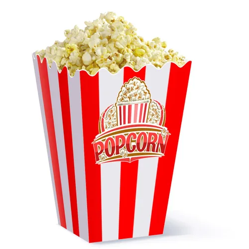 Miniatura 8 de 30 cajas clásicas para palomitas de maíz, bolsas desechables individuales a rayas rojas y blancas, contenedor para noche de cine, Halloween, Acción