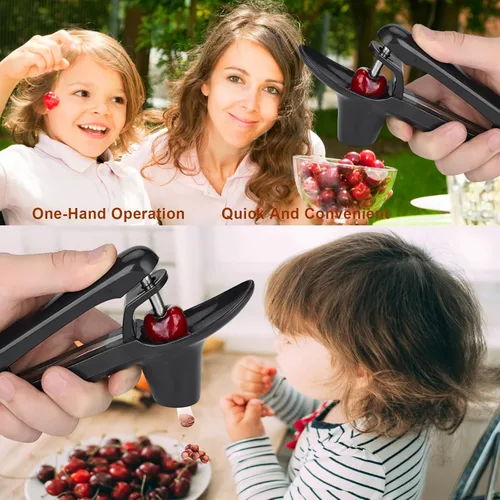 Miniatura 4 de Cherry Pitter, herramienta de acero inoxidable resistente para descorazonadores de aceitunas y cerezas con diseño de bloqueo que ahorra espacio