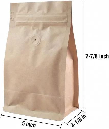Miniatura 3 de AwePackage Bolsa de café resellable de 12 onzas con cremallera, bolsa de café con válvula, lengüeta inferior plana (50, papel kraft ancho)