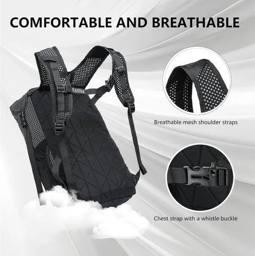 Miniatura 3 de Mochila de senderismo para mujeres y hombres, 20L ligera, plegable, resistente al agua, plegable, pequeña mochila de senderismo, mochilas para Negro