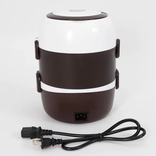 Miniatura 8 de Lonchera eléctrica, de acero inoxidable de 2 litros, calentador de alimentos con asa, calentador de alimentos portátil Bento para el trabajo