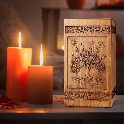 Miniatura 7 de Urna de madera para cenizas adultas masculinas y hembras, hecha a mano grandes urnas de cremación para cenizas humanas, hombres y mujeres, urna