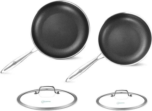 Miniatura 14 de LOLYKITCH Sartén de 9.5 Pulgadas de Acero Inoxidable de Tres Capas, Sartén, Sartén de Cocina por Inducción, Apta para Lavavajillas y Horno, Mango