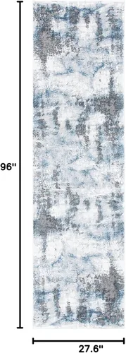 Miniatura 2 de SAFAVIEH Craft Collection - Alfombra para pasillo, 2.3 x 8 pies, azul y gris, diseño abstracto moderno, no desprende pelusa y de fácil cuidado