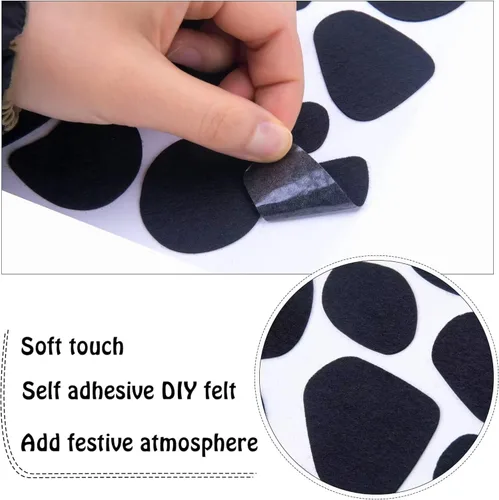 Miniatura 3 de Iceyyyy 12 hojas de círculos de fieltro adhesivos negros – más de 200 piezas de almohadillas adhesivas de fieltro negro para proyectos de bricolaje