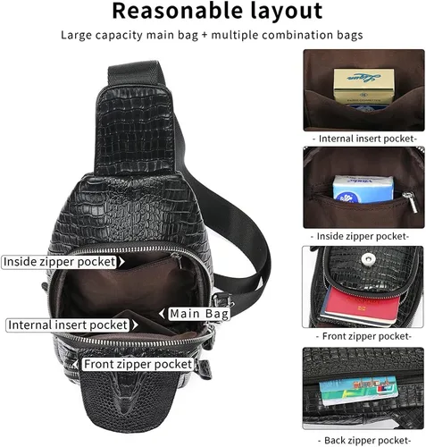 Miniatura 158 de LUKZIJAES Bolso bandolera de cuero genuino para hombre