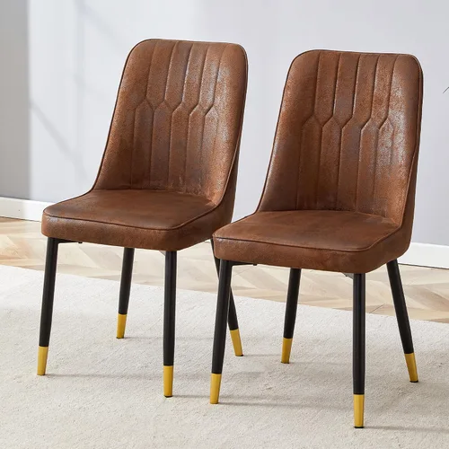 Miniatura 20 de Juego de 2 sillas de comedor, sillas de comedor modernas, equipadas con cojines de respaldo de cuero PU y patas de metal negro, adecuadas