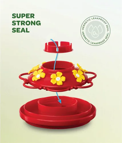 Miniatura 9 de Comedero para colibríes de 10 onzas, juego de 2 comederos de plástico para colibríes para exteriores, con protector de hormigas integrado, perca