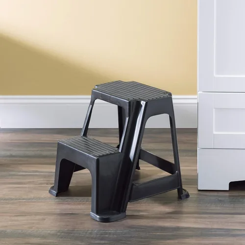 Miniatura 5 de Home Basics Taburete de 2 escaleras, soporta hasta 250 libras, resistente, ligero, de goma antideslizante, taburete seguro para adultos y niños