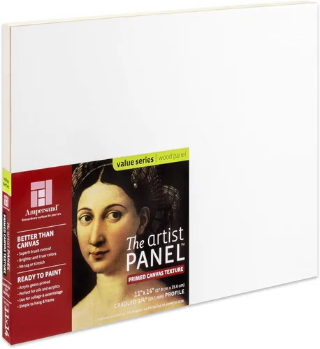Ampersand Art Supply Panel de pintura de arte de gesso de madera: textura de lona, perfil acunado de 3/4", 11"x14"