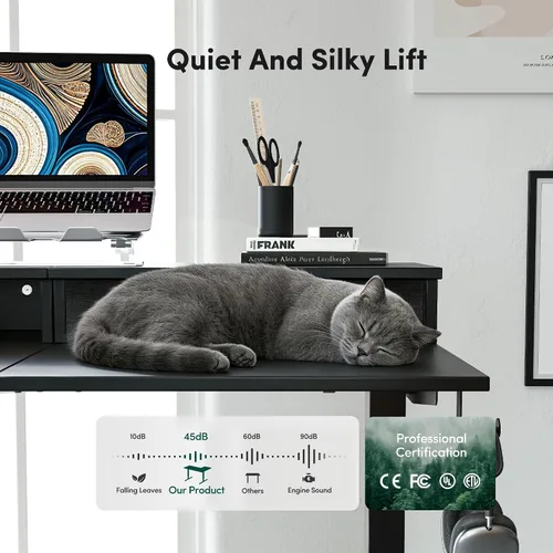 Miniatura 6 de CubiCubi 63x48 Inches L Shaped Standing Desk with 3 Drawers and Monitor Shelf, Height Adjustable Corner Computer Desk with Hooks, Sit Stand Up