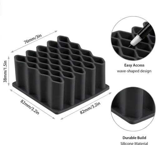 Miniatura 6 de Li & Zhao Organizador de ungüentos, soporte de almacenamiento para brochas de maquillaje, soporte para lápices de diseño ondulado, organizador