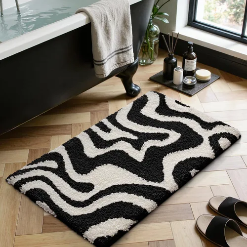 LUMI Alfombra de baño antideslizante estética moderna, ultra suave, absorbente, lavable, de secado rápido, alfombras de piso de alta calidad para
