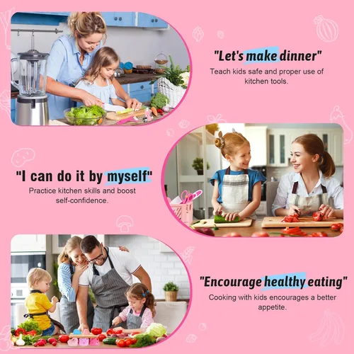 Miniatura 8 de Juego de Cuchillos para Niños para Cocina Real: Juego de Cocina para Niños de 48 Piezas, Juegos de Cocina para Niños Reales con Delantal y Canasta
