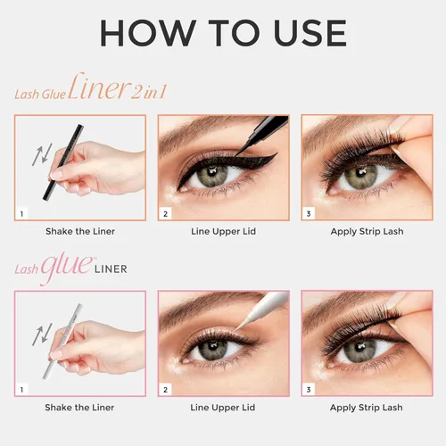 Miniatura 8 de KISS Lash Glueliner, pegamento adhesivo para pestañas y delineador de ojos, 2 en 1 con punta de fieltro, incluye 1 lápiz adhesivo, uso de larga